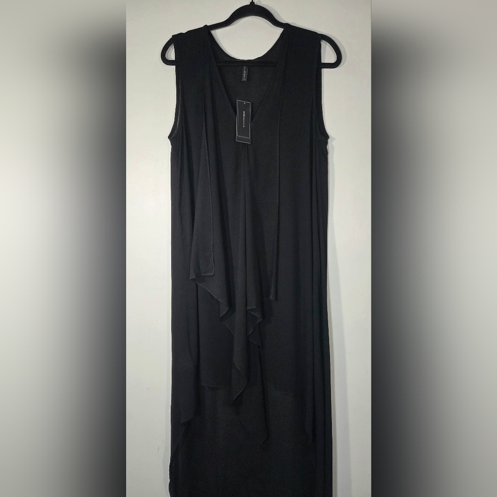 BCBGMAXAZRIA TARA CASCADE RUFFLE SHIFT DRESS. - Picture 3 of 7